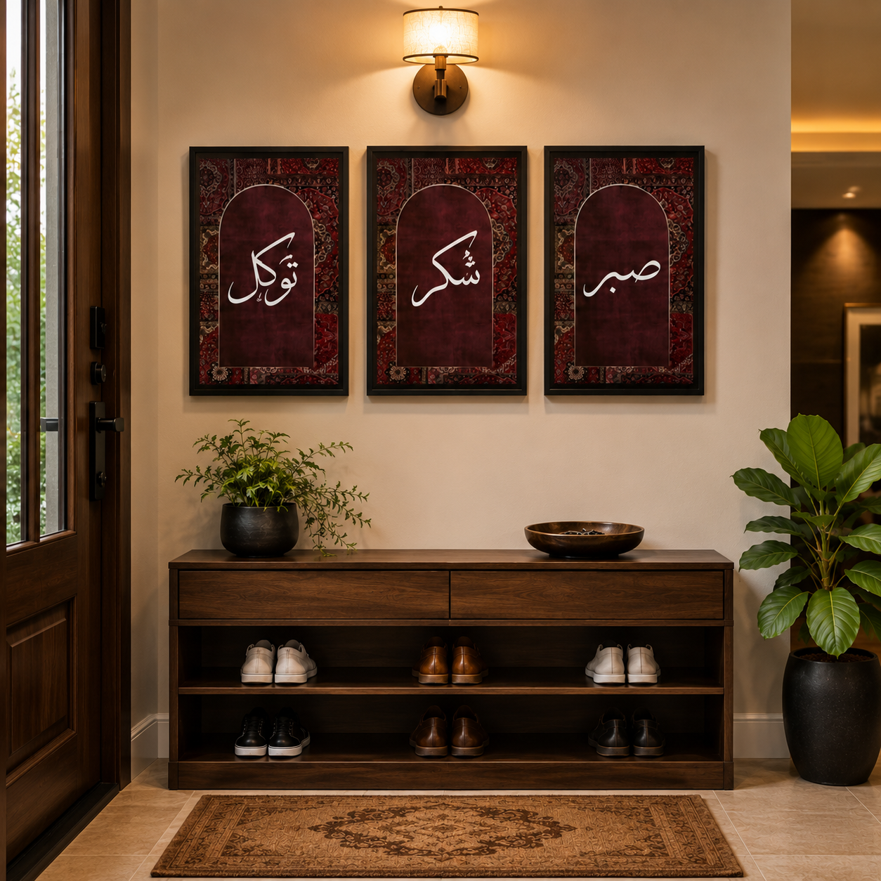 Sabr • Shukr • Tawakkul – Islamic Calligraphy Wall Art Set of 3